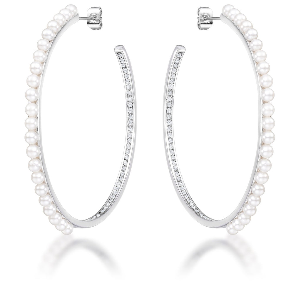 Brook Inside Out CZ and Pearl Hoops