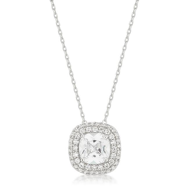 Peora Sterling Silver Cushion Cut Ritzy Pendant Necklace India | Ubuy