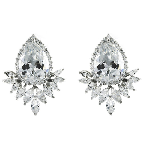 Cameo Pear Cluster Statement CZ Stud Earrings