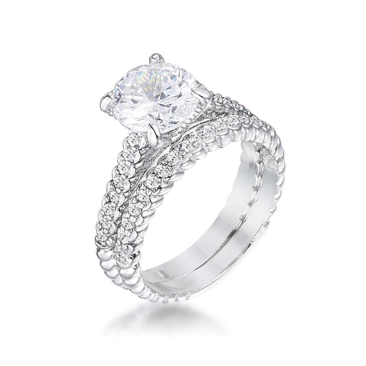 Carmen 8mm Round CZ Baroque Style Wedding Ring Set | 2ct