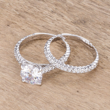 Carmen 8mm Round CZ Baroque Style Wedding Ring Set | 2ct
