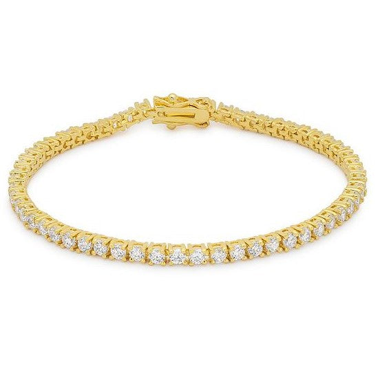 Cassidy Clear Round Gold Tennis Bracelet – 8in | 10ct