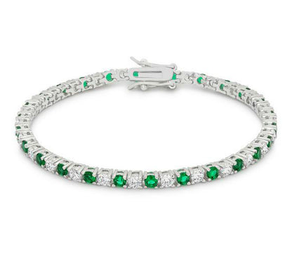 Cassidy 3 Emerald and Clear Round  CZ Tennis Bracelet – 7in | 10ct
