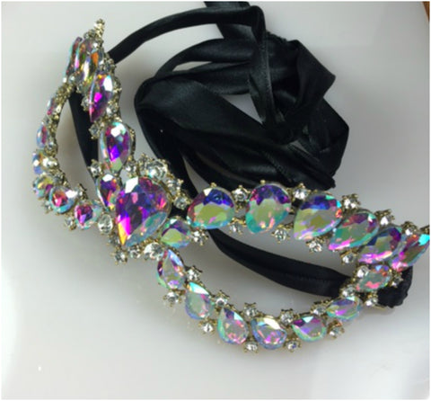 Ceirra Art Deco Cluster Statement Masquerade Mask | Gold | Crystal - Beloved Sparkles
 - 1