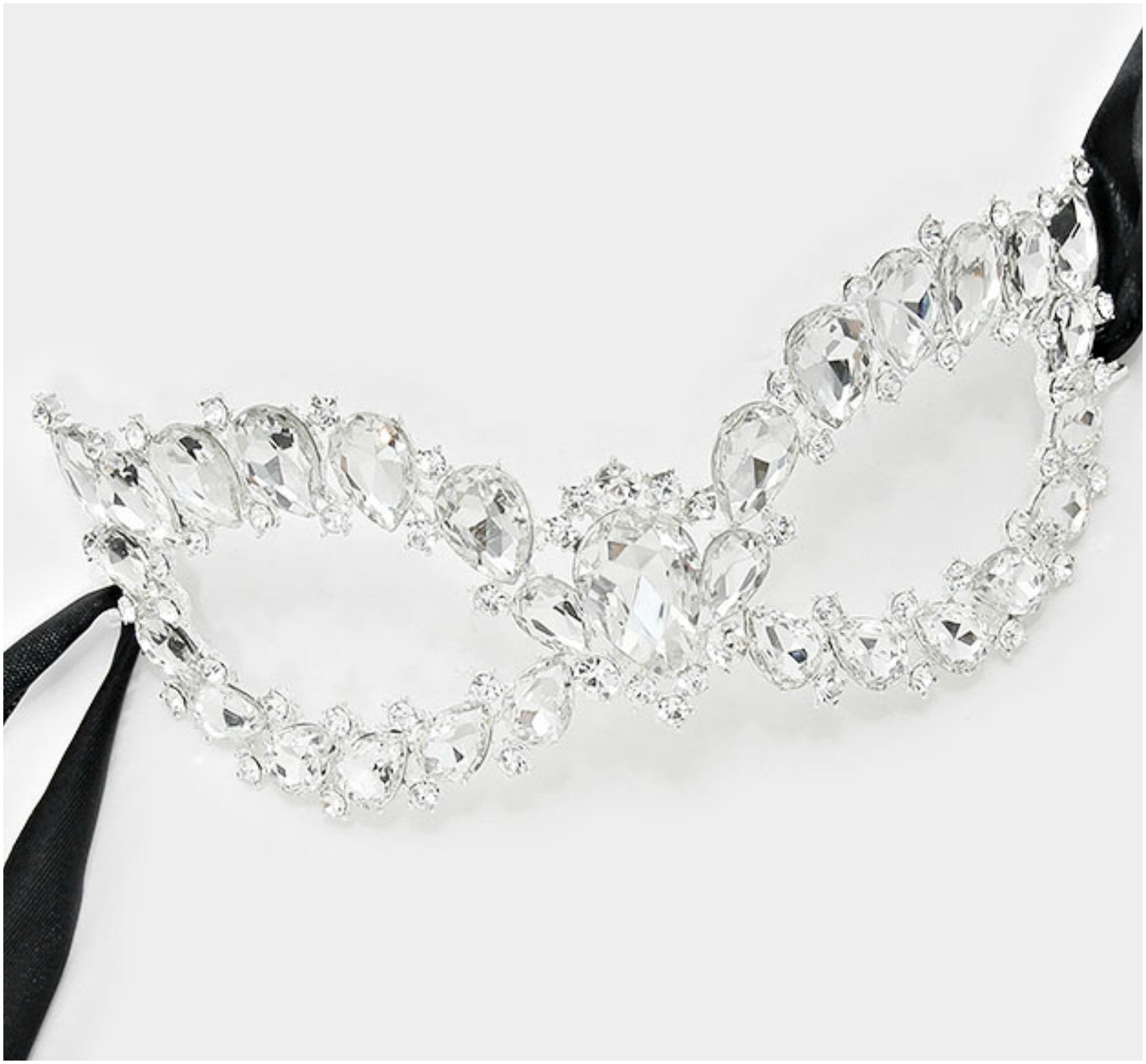 Ceirra Art Deco Cluster Statement Masquerade Mask | Crystal - Beloved Sparkles
 - 1