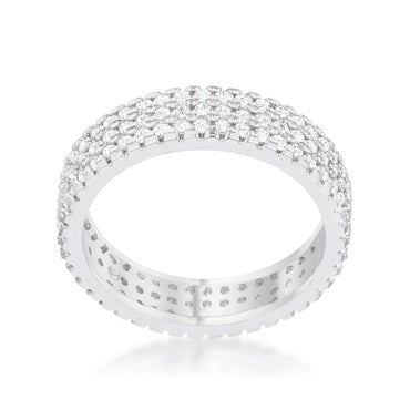 Chare CZ Cluster Eternity Silver Band Ring | 3.5ct