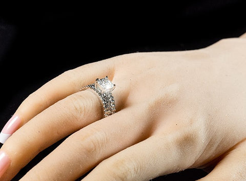Charla 1ct Princess CZ Engagement Triple Ring Set | 1.5ct