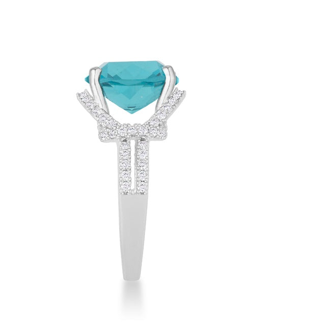 Charlene Aqua Blue Silver Statement Ring | 9ct