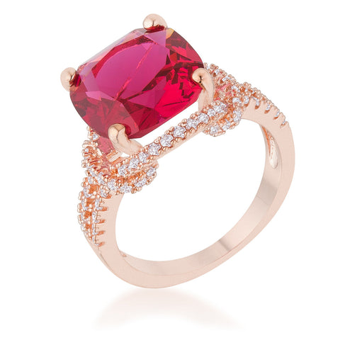 Charlene Ruby Cushion Rose Gold Statement Ring | 9ct