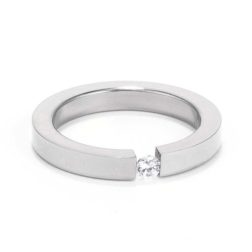 Cherish 4mm Stainless Steel Floating Solitaire Ring | .04ct