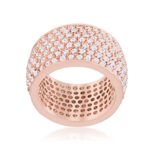 QIAOYING Elegant Pearl Rings 18k Rose Gold Filled CZ Crystal