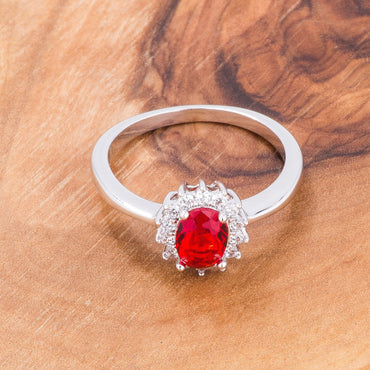 Chesna 8mm Oval Ruby Halo Ring | 1ct
