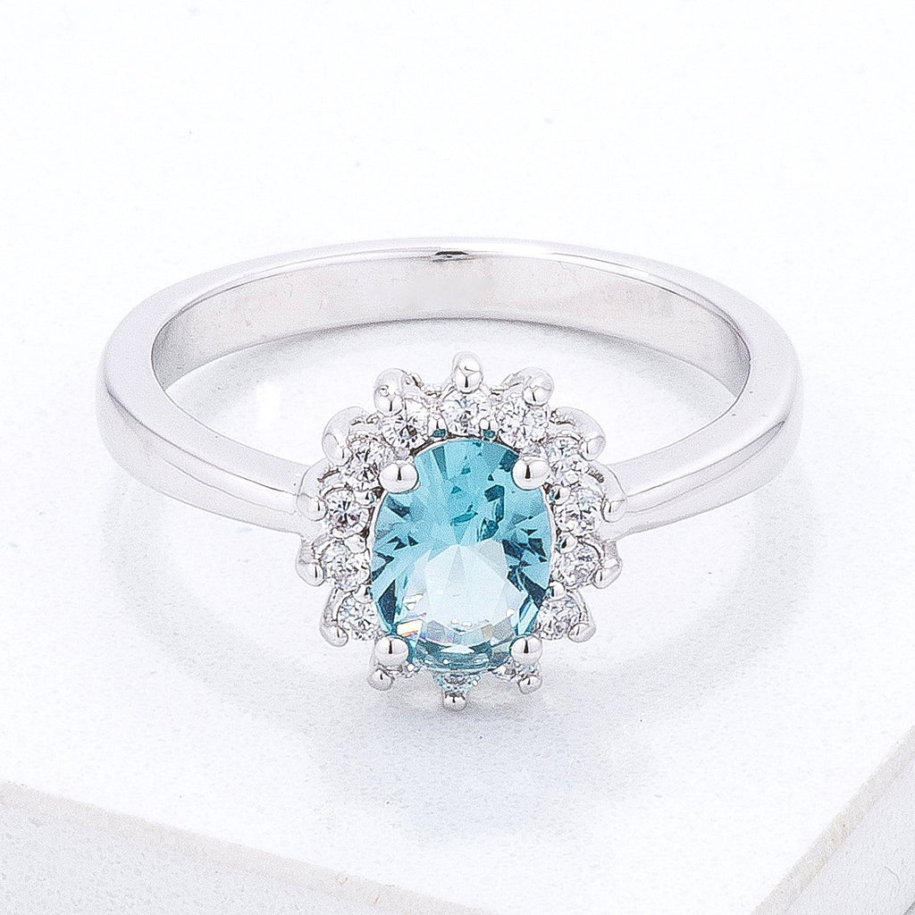 Chesna Oval Ice Blue Halo Ring | 2ct