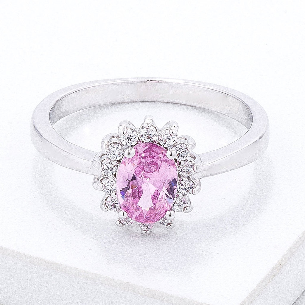 Chesna Oval Pink Halo Ring | 2ct