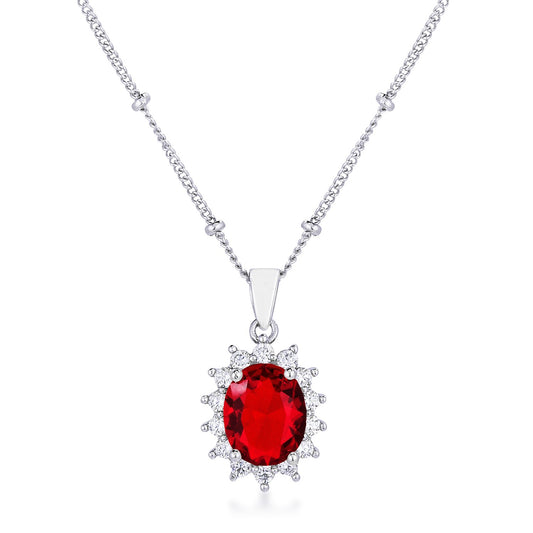 Chesna Oval Ruby Halo Pendant