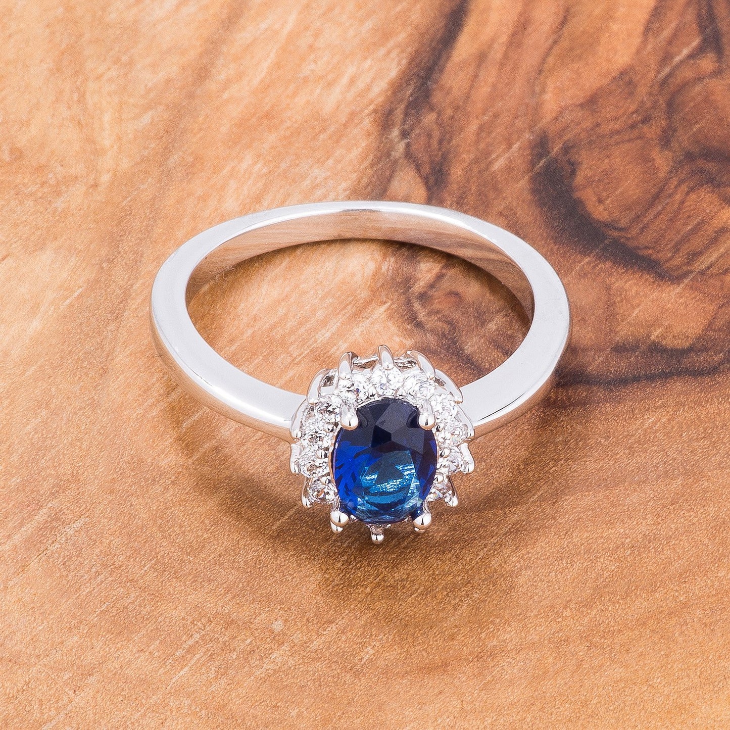 Chesna 8mm Oval Sapphire Halo Ring | 1ct