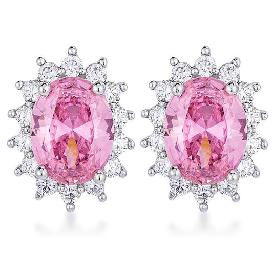 Chesna Oval Pink Halo Earrings