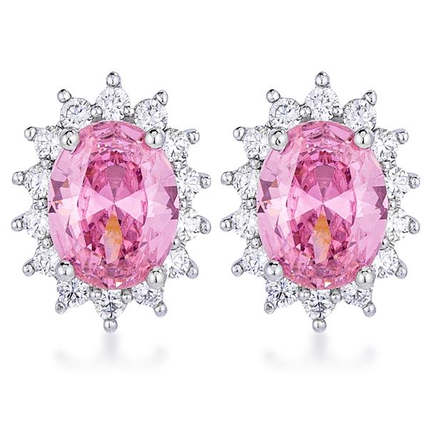 Chesna Oval Pink Halo Earrings | 2ct