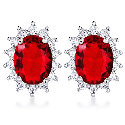 Chesna Oval Ruby Halo Earrings