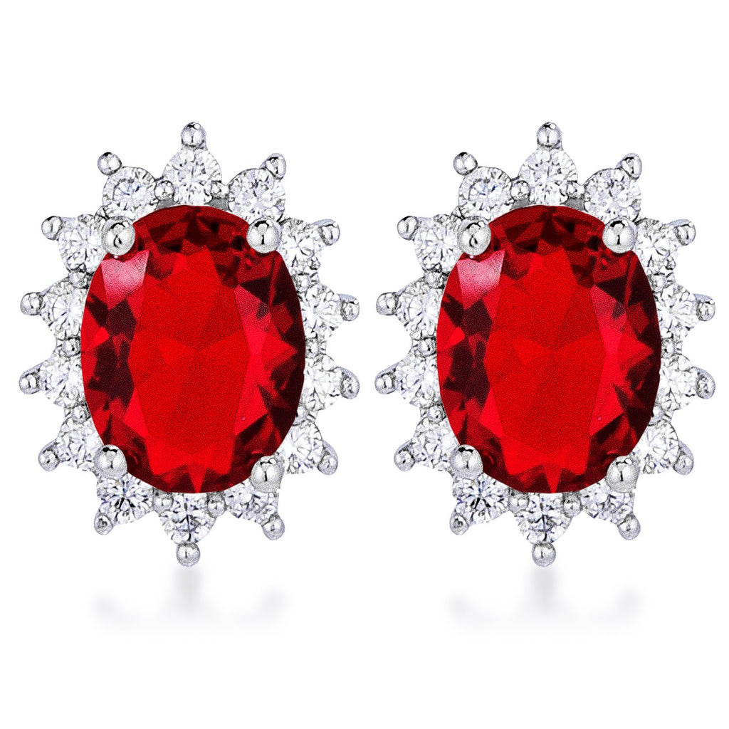 Chesna Oval Ruby Halo Earrings | 2ct
