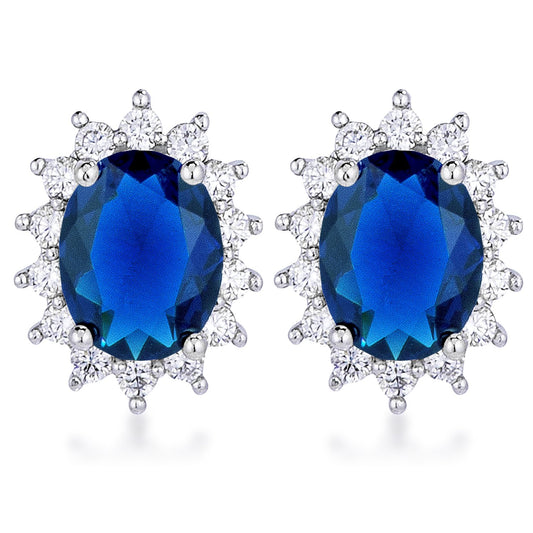 Chesna Oval Sapphire Halo Earrings