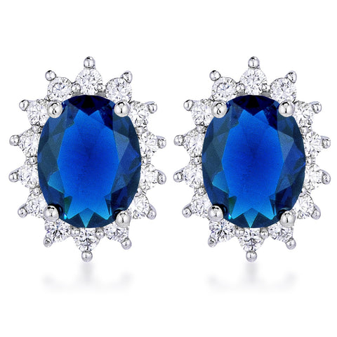 Chesna Oval Sapphire Halo Earrings | 2ct