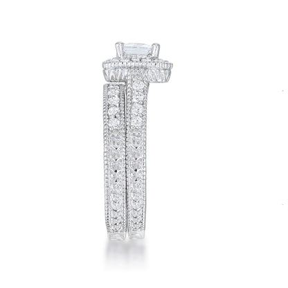 Chiara Vintage Princess Halo Engagement Ring Set | 3ct