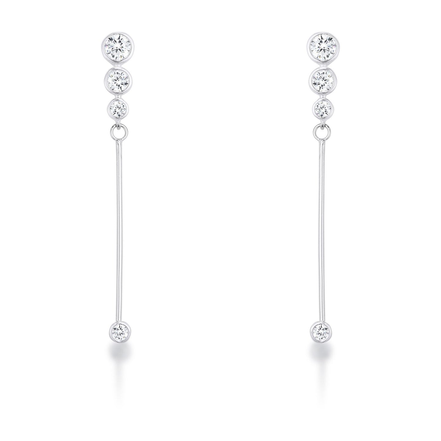 Chitsa Graduated CZ Silver Linear Earrings