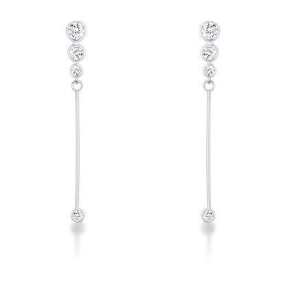 Chitsa Graduated CZ Silver Linear Earrings