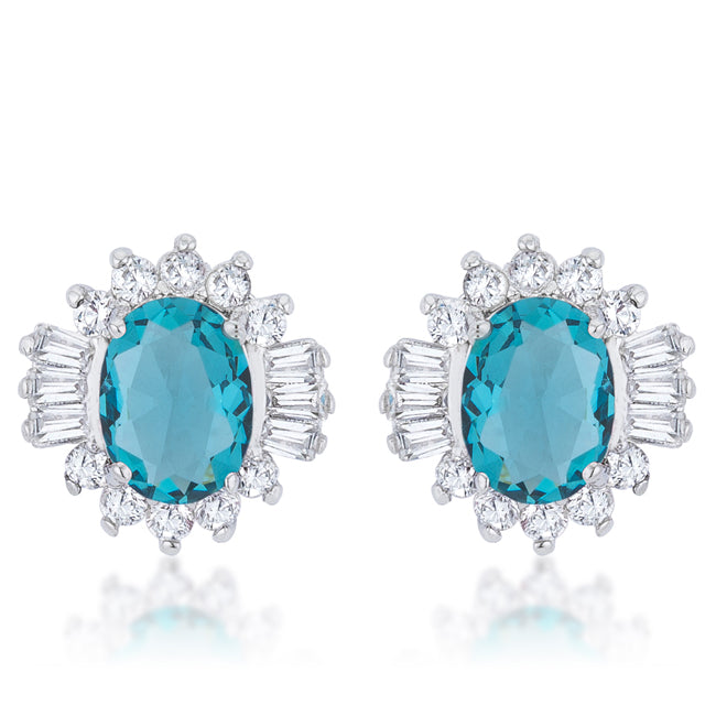 Chrisalee Vintage Aqua Halo Stud Earrings