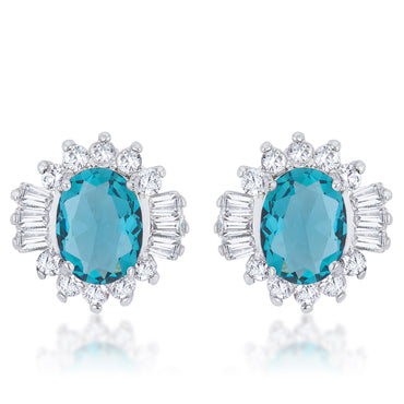 Chrisalee Vintage Aqua Halo Stud Earrings