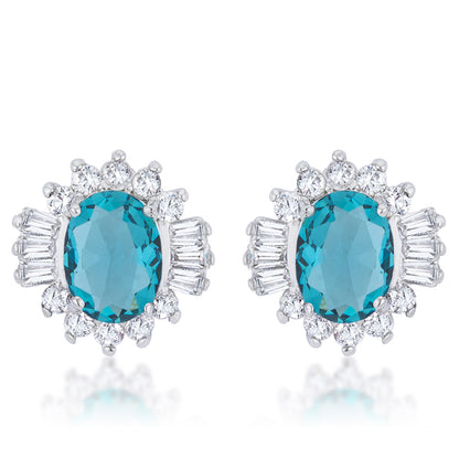 Chrisalee Vintage Aqua Halo Stud Earrings