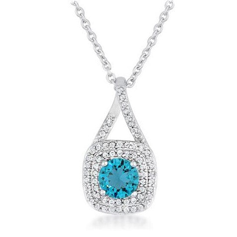 Christal Aqua Double Halo Pendant | 2.5ct