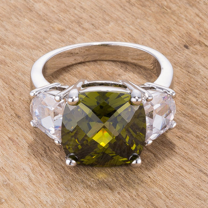 Clare 11mm Olive CZ Three Stone Cocktail Ring | 7.5ct