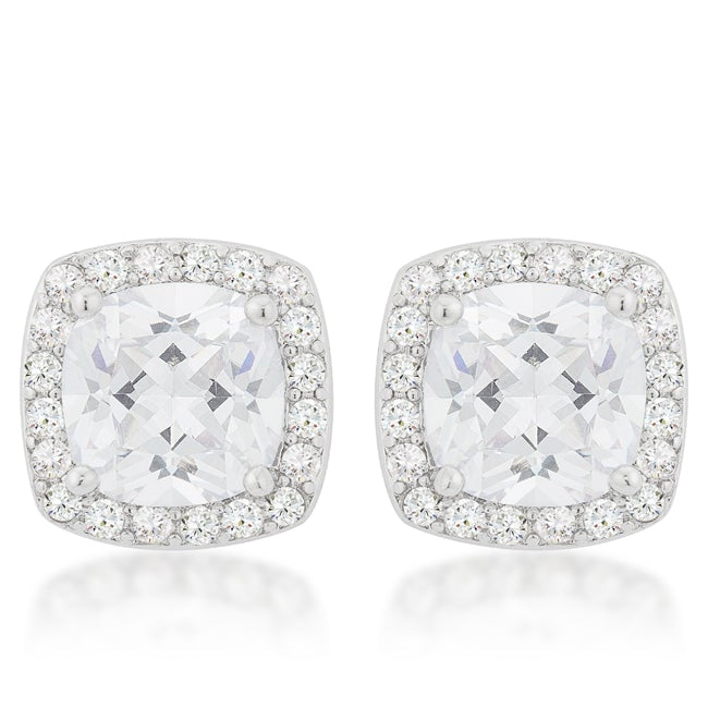 Clarissa Cushion Halo Stud Earrings