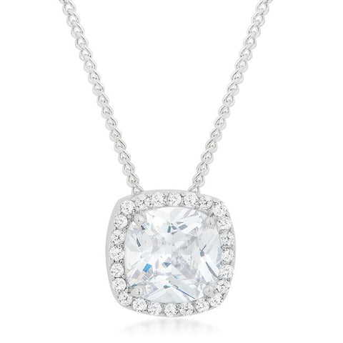 Clarissa Cushion CZ Halo Pendant | 6ct