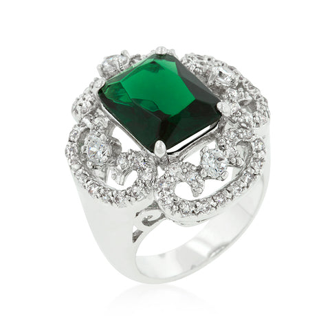 Coco Vintage Emerald Green Cocktail Statement Ring