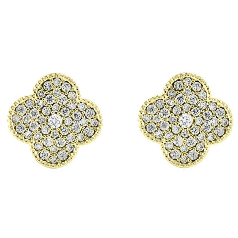 Connie Clover Gold Stud Earrings