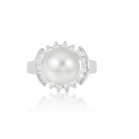 Nelly Pearl Baguette CZ Ring | .8ct