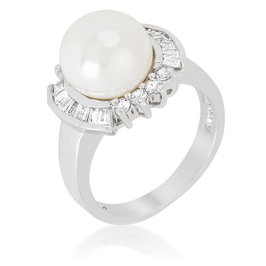 Nelly Pearl Baguette CZ Ring | .8ct