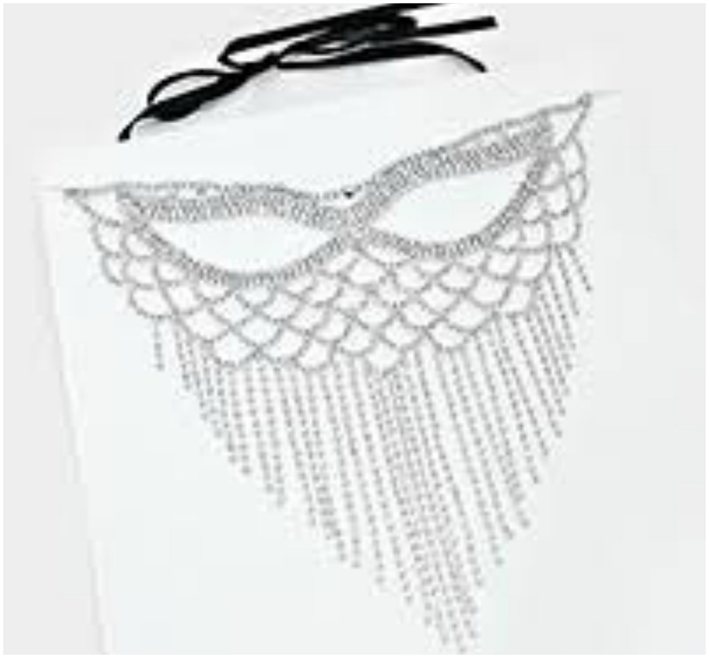 Dalita Fringe Crystal Masquerade Mask | Silver | Crystal