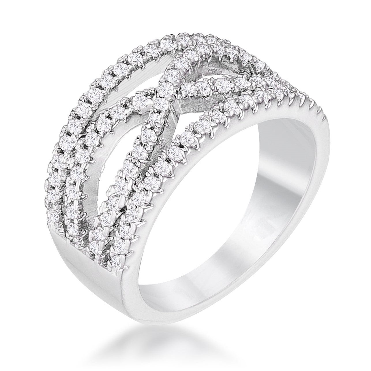 Damica Silvertone Classic Twist Wide CZ Ring | 1ct