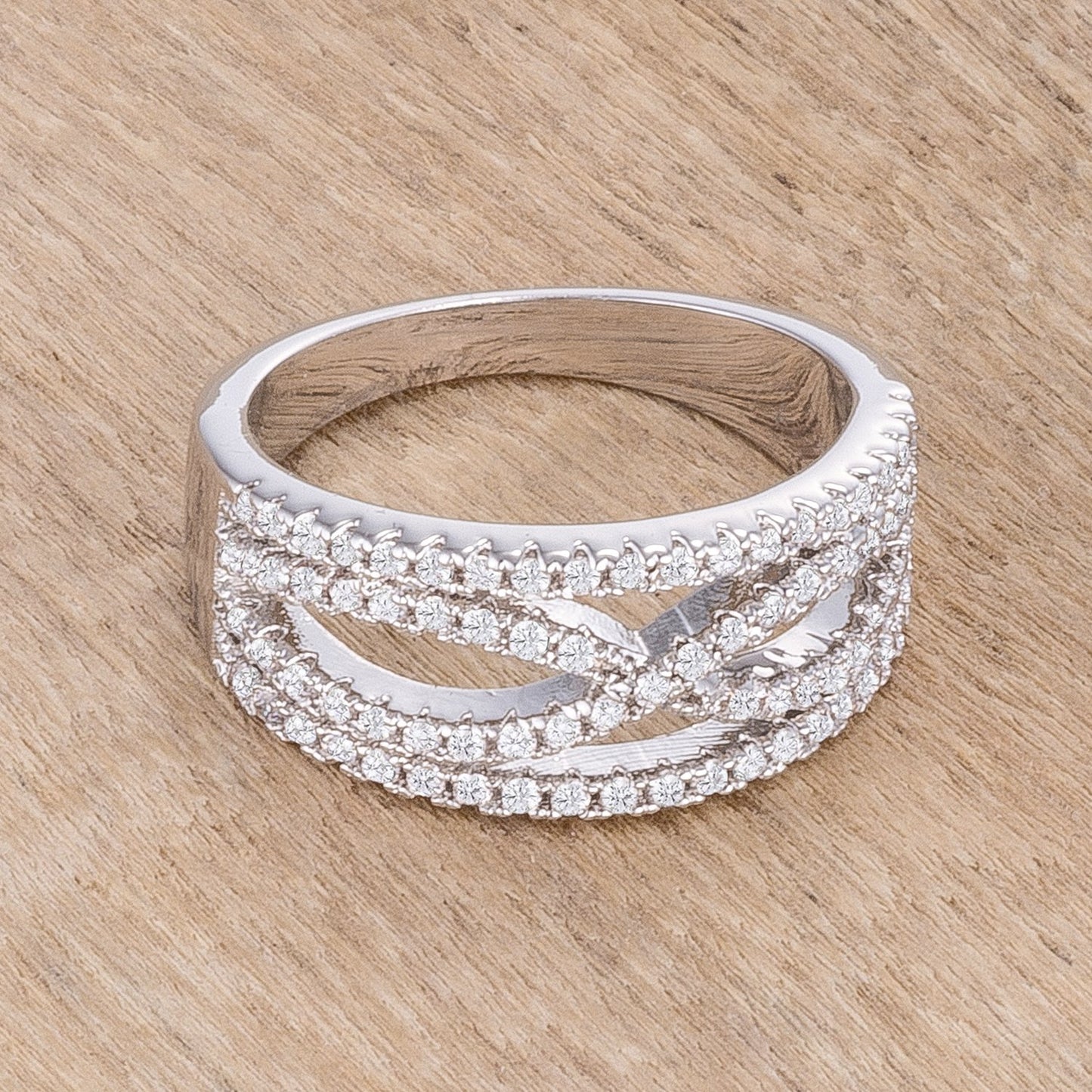 Damica Silvertone Classic Twist Wide CZ Ring | 1ct