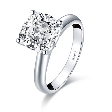 Danae 9mm Cushion Solitaire Zirconia Engagement Ring | 4.1ct | Sterling Silver