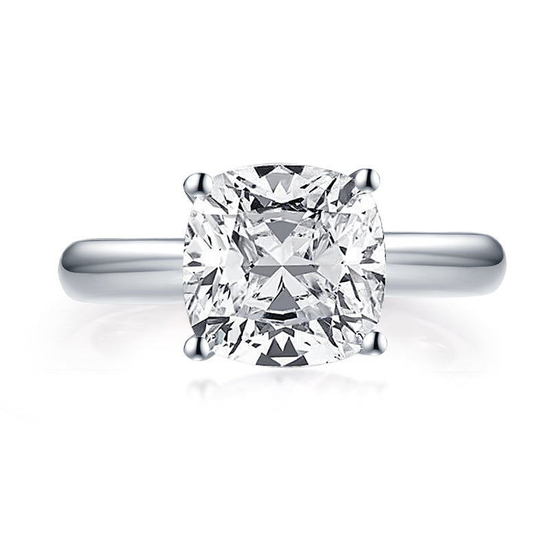 Danae 9mm Cushion Solitaire CZ Engagement Ring | 4ct | 925 Sterling Silver