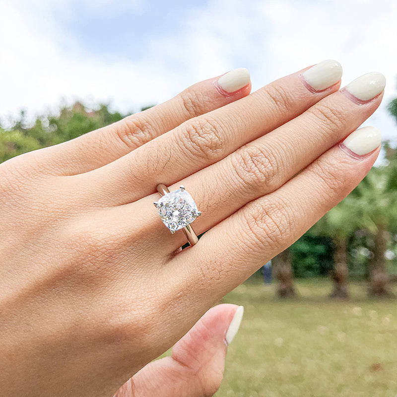 Danae 9mm Cushion Solitaire CZ Engagement Ring | 4ct | 925 Sterling Silver