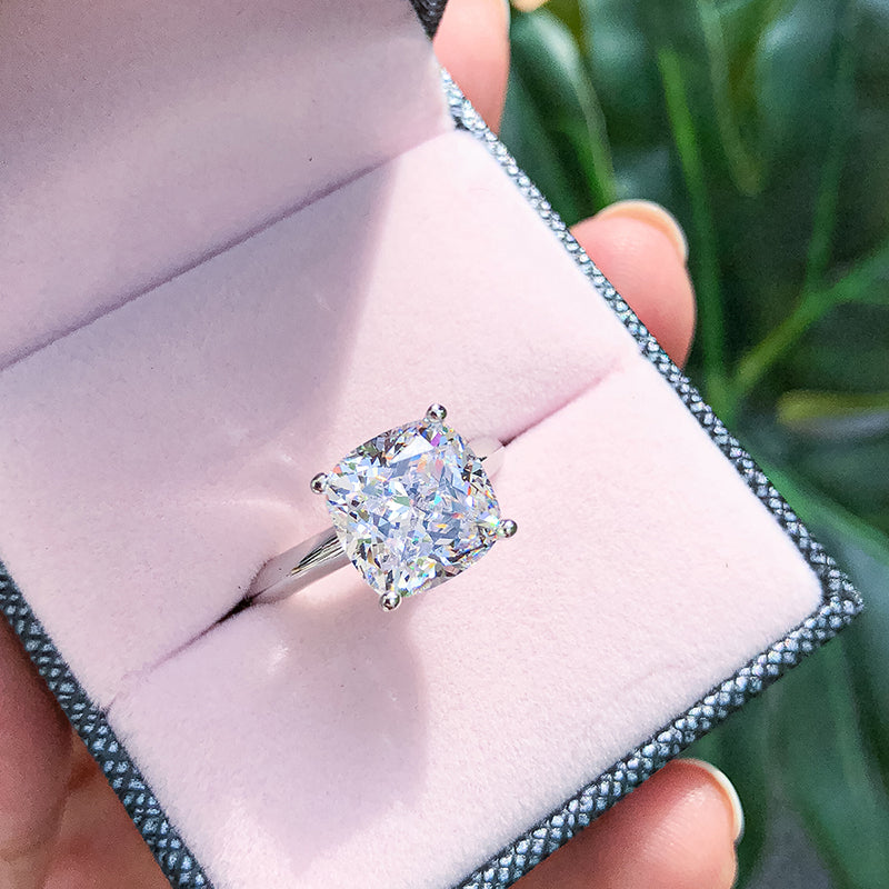 Danae 9mm Cushion Solitaire CZ Engagement Ring | 4ct | 925 Sterling Silver