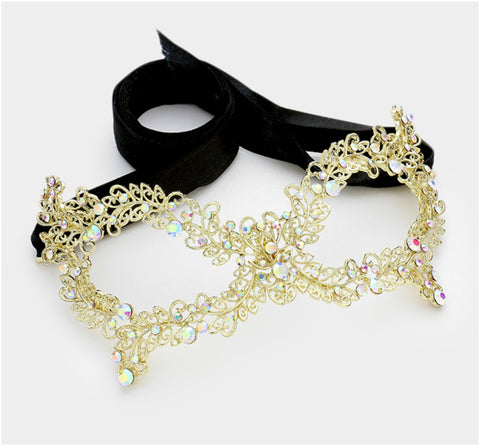 Daniel Filigree Vine Masquerade Mask | Gold | Crystal - Beloved Sparkles
 - 2