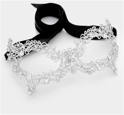 Daniel Filigree Vine Masquerade Mask | Silver | Crystal