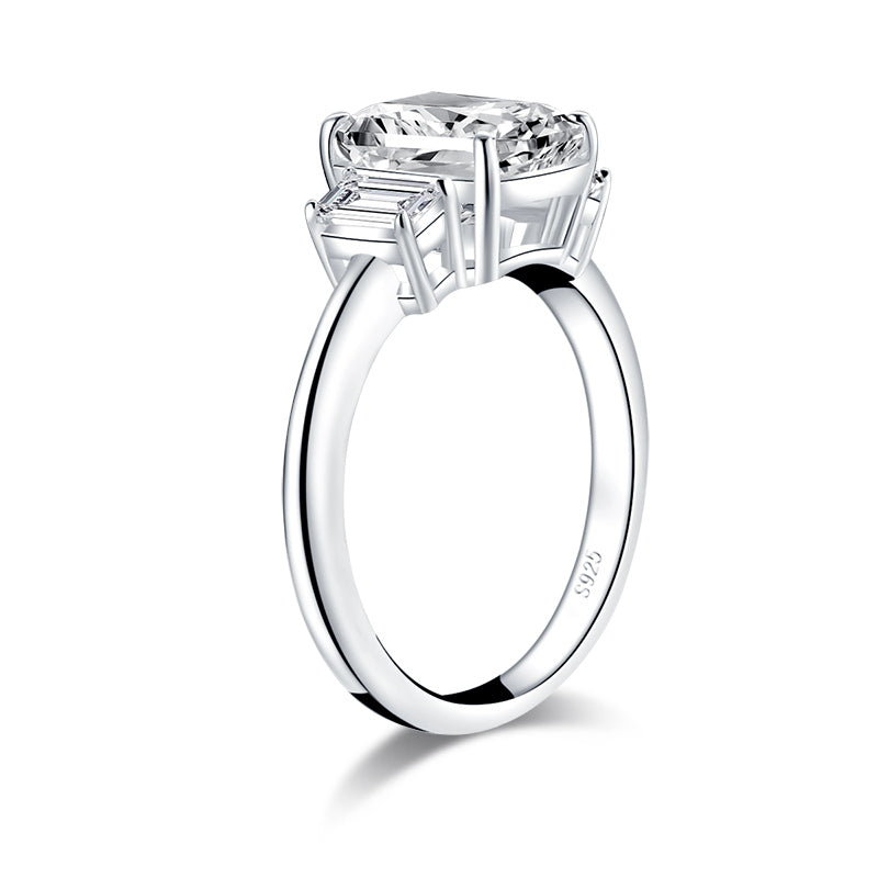 Daniele 9x7mm Emerald 2.5ct Three CZ Engagement Ring | 2.5ct | 925 Sterling Silver